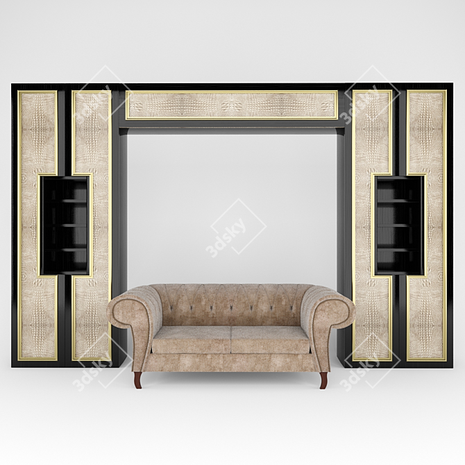 Modern Cayman Wardrobe & Alex Sofa 3D model image 1