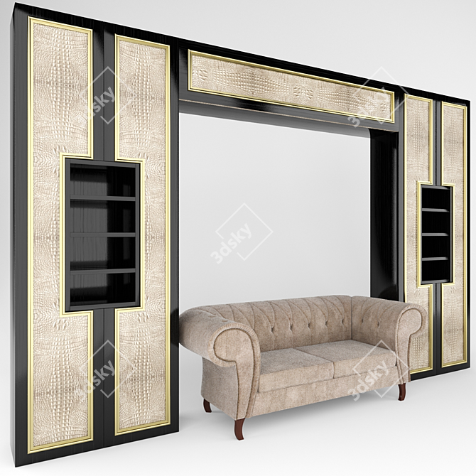 Modern Cayman Wardrobe & Alex Sofa 3D model image 2