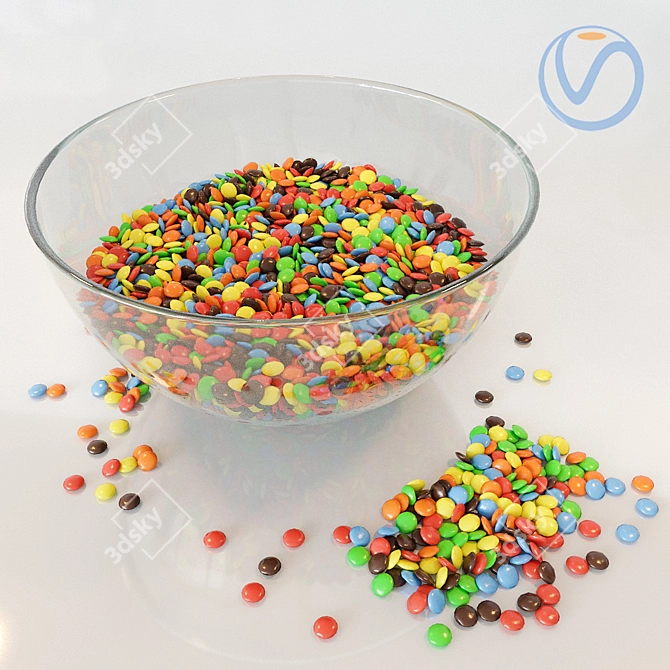 Deep Glass Bowl with M&M's 3D model image 1