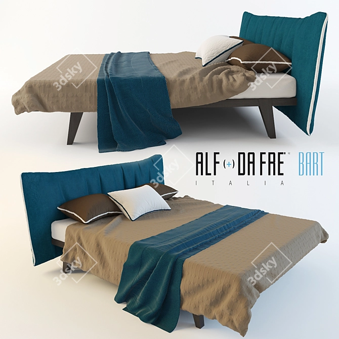 Bart Alf Bed: Sleek Design with Linens 3D model image 1