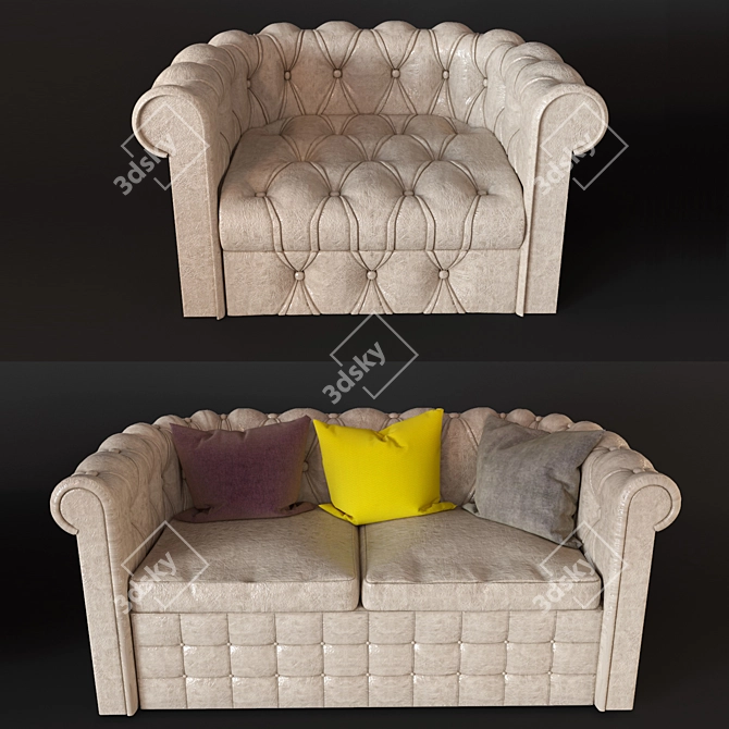 Modern Max Armchair Sofa 3D model image 1