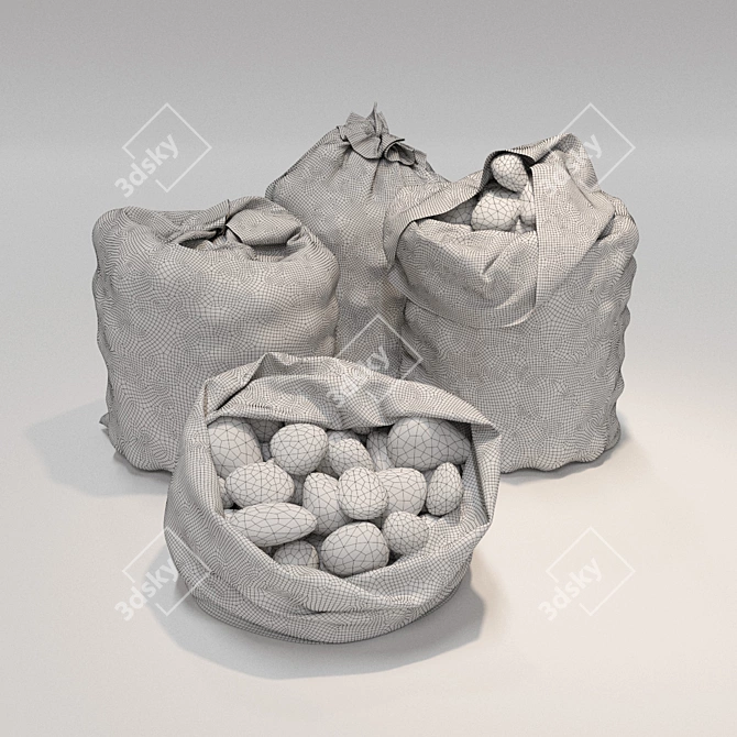 Mixed Variety Potato Sack Set 3D model image 3