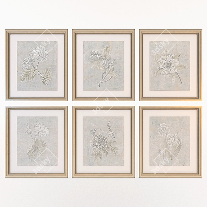 Silver Leaf Fresco Flowers: Elegant Charlotte Morgan 3D model image 1