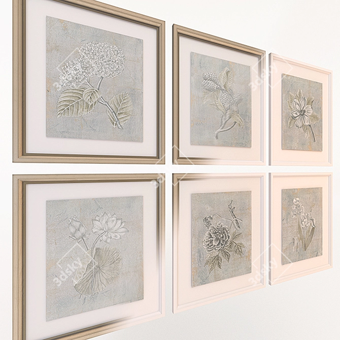 Silver Leaf Fresco Flowers: Elegant Charlotte Morgan 3D model image 2