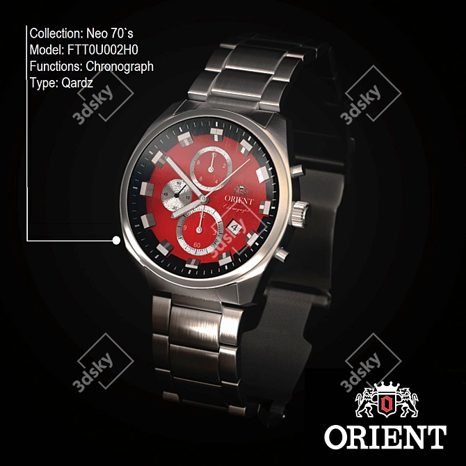 Retro Chronograph Quartz Watch 3D model image 1