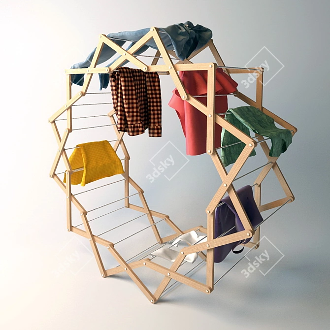 Designer Clothes Drying Stand 3D model image 1