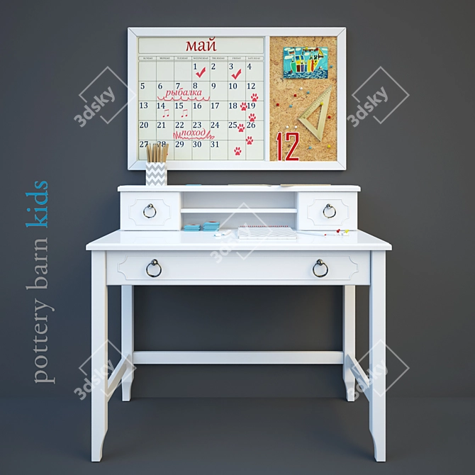 Ava Regency Writing Desk: Stylish and Practical 3D model image 1