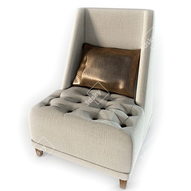 Cozy High-Back Armchair 3D model image 2