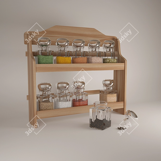 Spice Jars Set: Culinary Essentials 3D model image 1