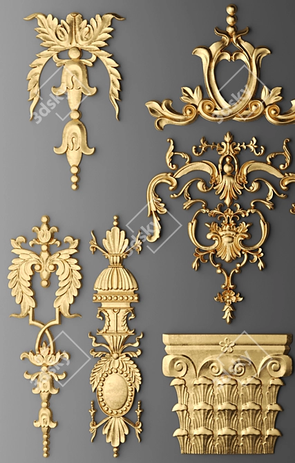 Stylish Stucco Decor Set 3D model image 2