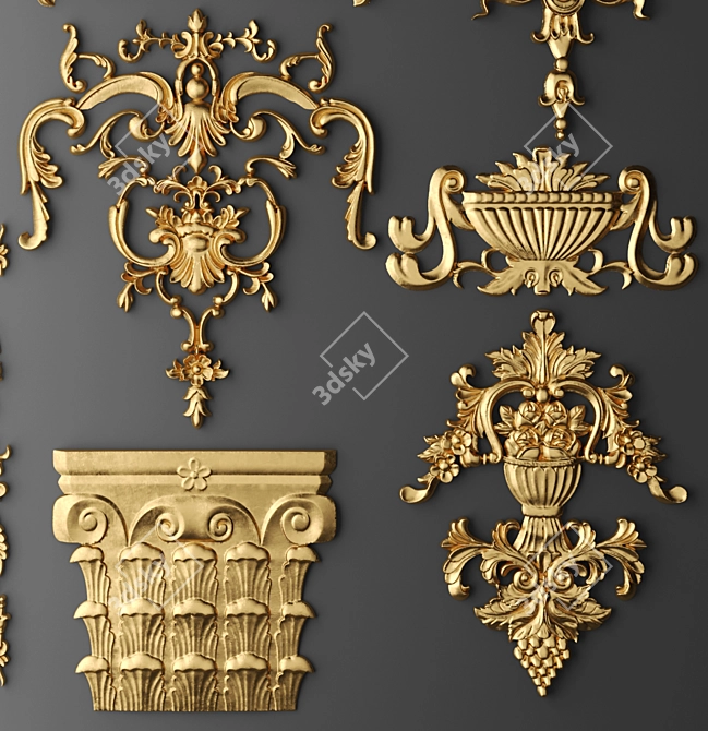 Stylish Stucco Decor Set 3D model image 3