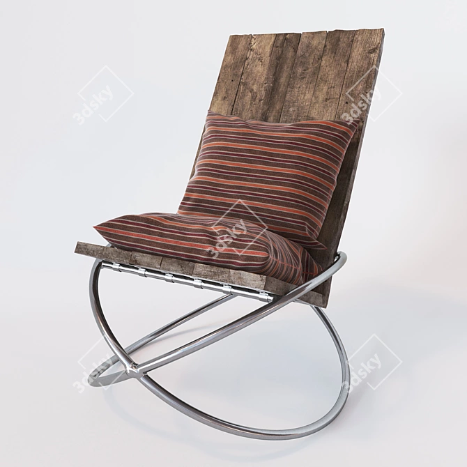 Title: Vintage Reclaimed Wood Chair 3D model image 1