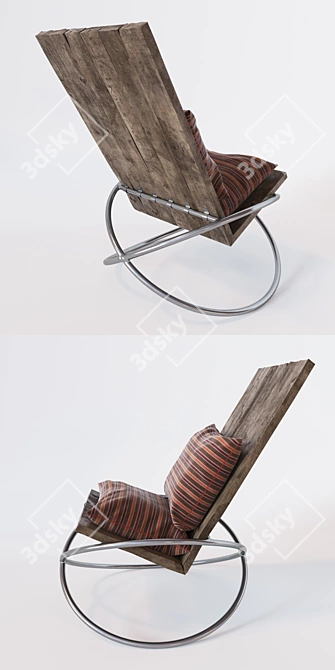 Title: Vintage Reclaimed Wood Chair 3D model image 2