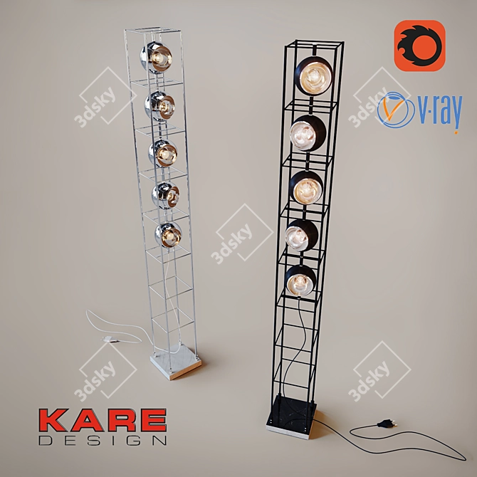 Modern Metal Floor Lamp - 5 Lite 3D model image 1