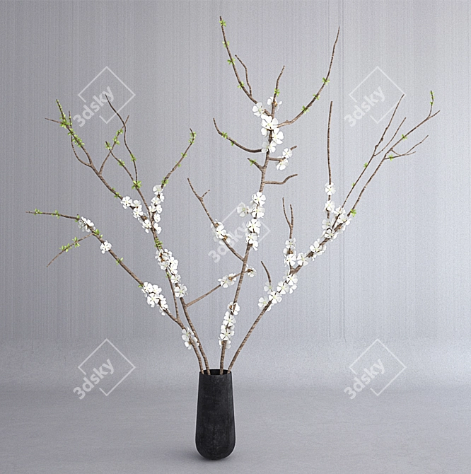 Artistic Vase Branches 3D model image 1