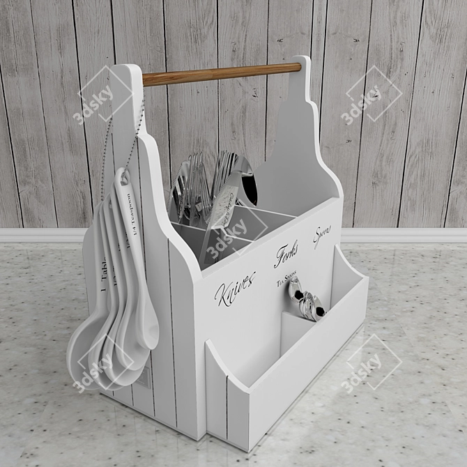 Stylish Cutlery Organizer: Maximize Kitchen Space 3D model image 1