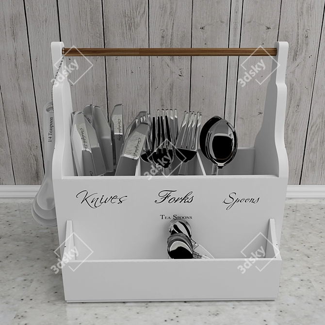 Stylish Cutlery Organizer: Maximize Kitchen Space 3D model image 2