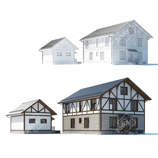 Cozy Cottage: Your Dream Home 3D model image 2