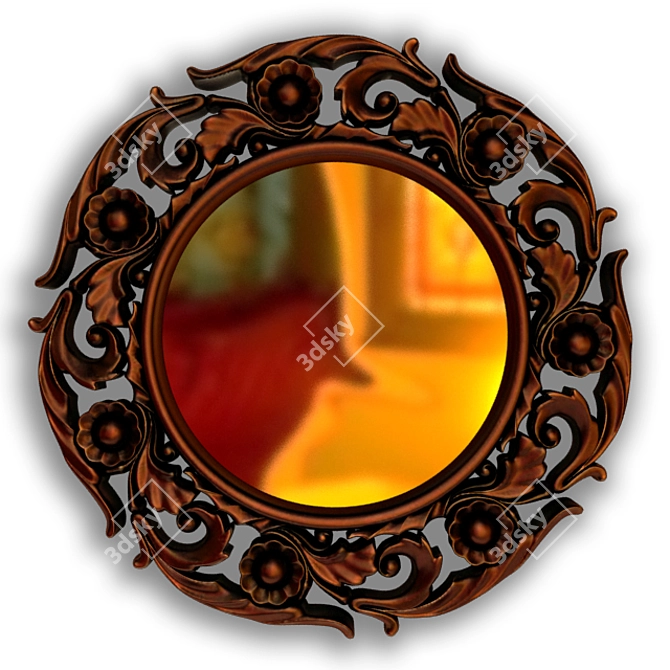 Elegant Round Wall Mirror 3D model image 1