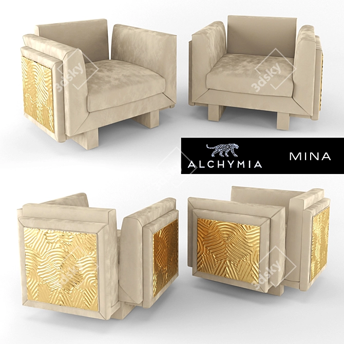 Glam Deco Armchair: Mina Alchymia 3D model image 1