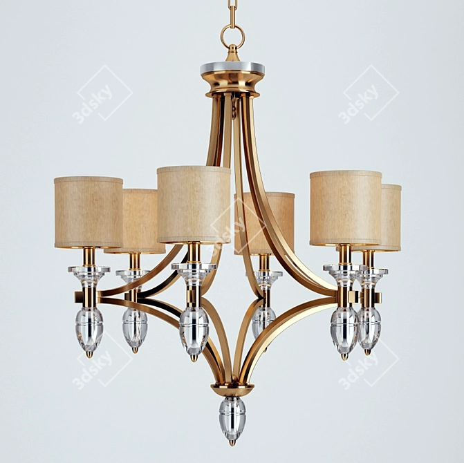 Sebastian Chandelier: Elegant Brass & Crystal 3D model image 1