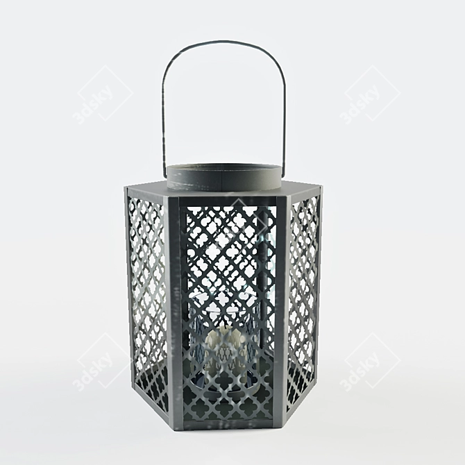 Elegant Grey Metal Lantern 3D model image 2