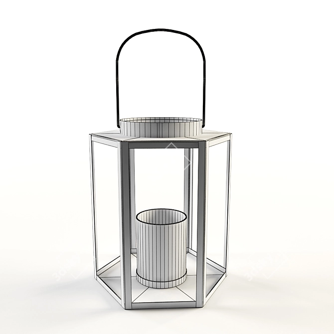 Elegant Grey Metal Lantern 3D model image 3