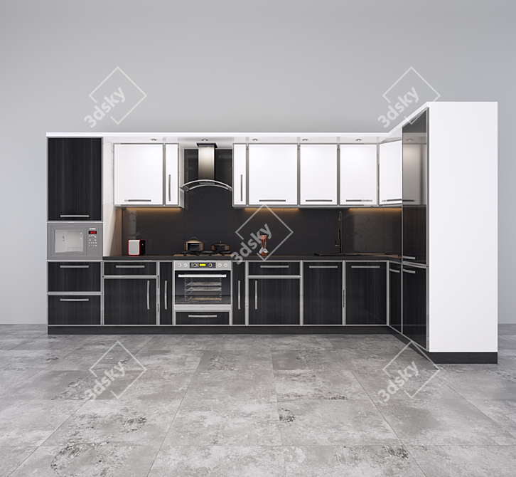 Modern Designer Corner Kitchen 3D model image 1