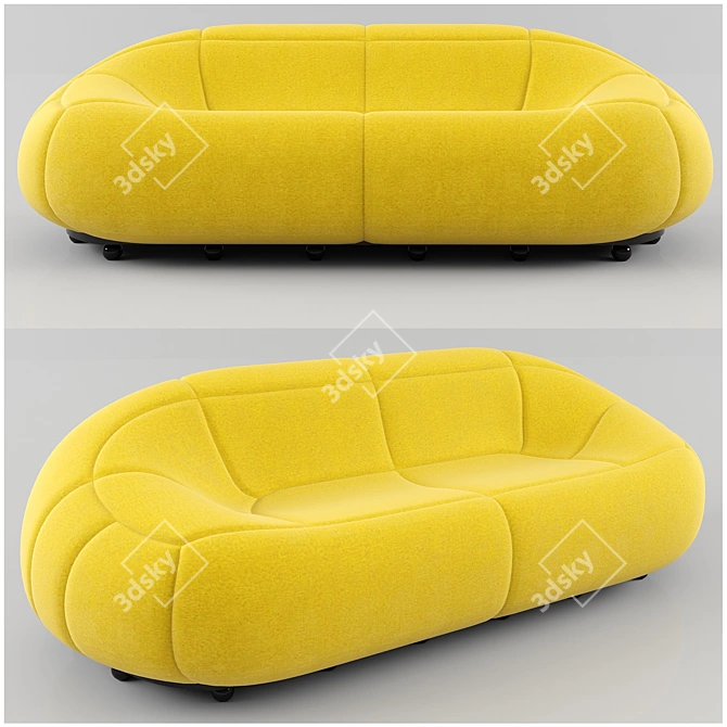 Elegant 3-Seater Sofa 3D model image 1