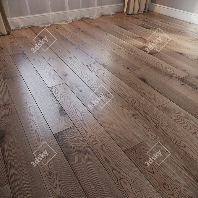 Premium Ash Hazelnut Parquet Flooring 3D model image 1