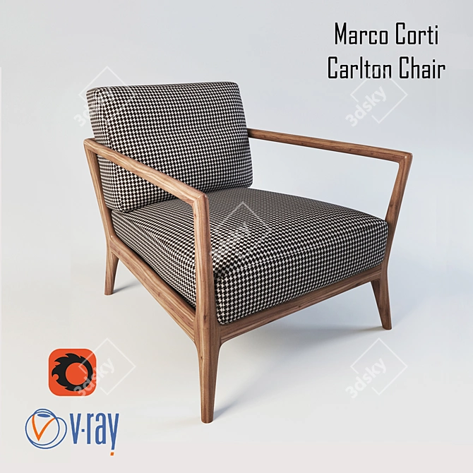 Carlton Velvet Armchair: Sophisticated Comfort 3D model image 1