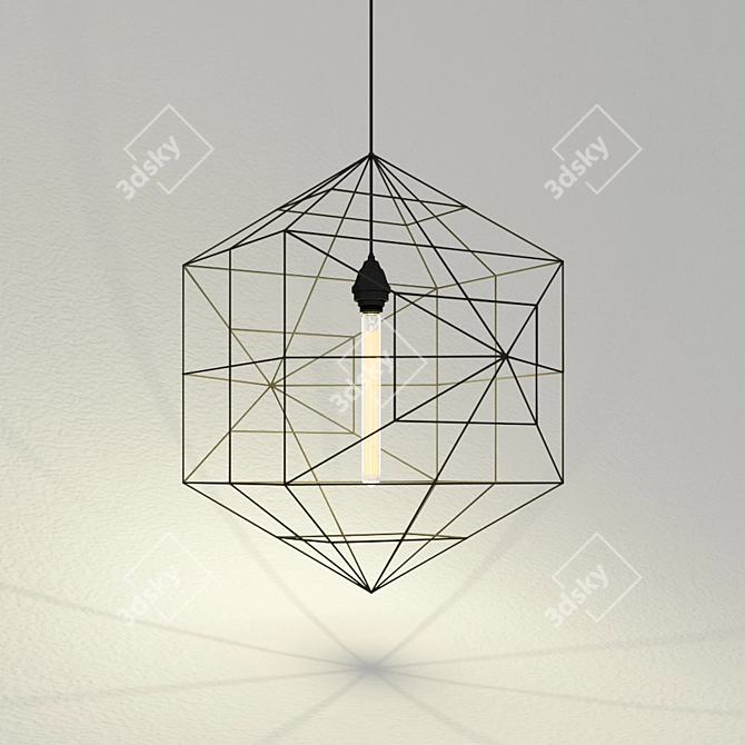 Industrial Wire Cube Loft Lamp 3D model image 1