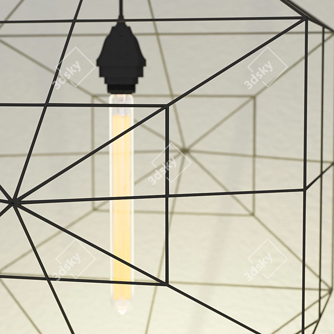Industrial Wire Cube Loft Lamp 3D model image 2