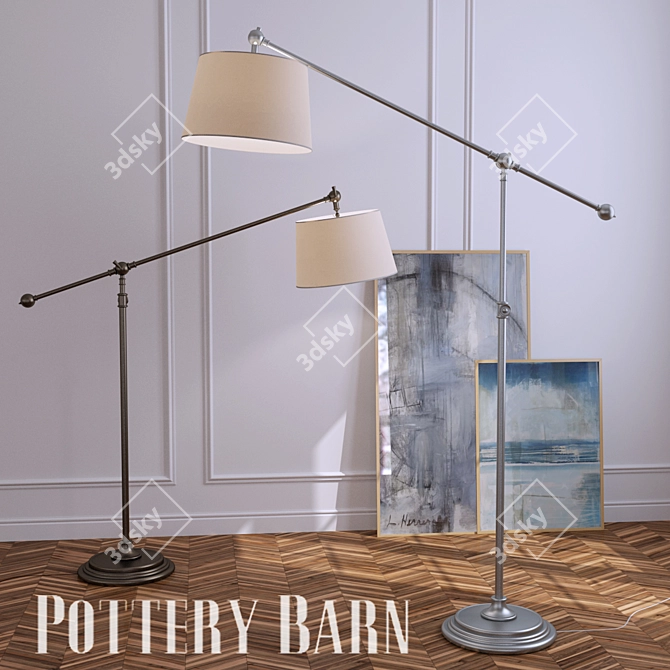 Adjustable Chelsea Sectional Floor Lamp 3D model image 1