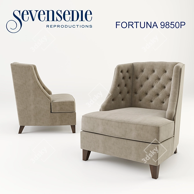 Elegant Fortuna Armchair: Classic Comfort 3D model image 1