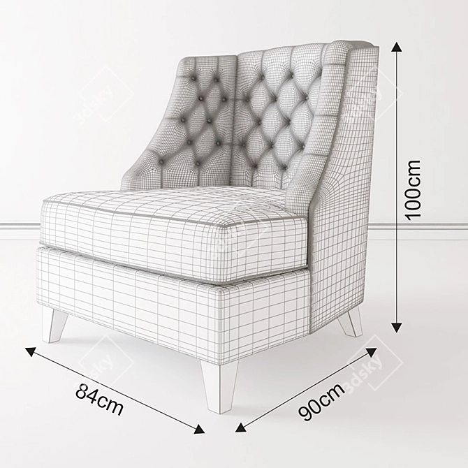 Elegant Fortuna Armchair: Classic Comfort 3D model image 3