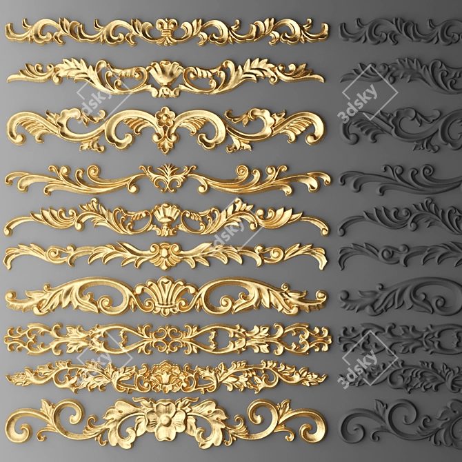 Stucco Décor Set 3D model image 1