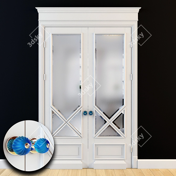 Elegant MDF Double Doors 3D model image 1