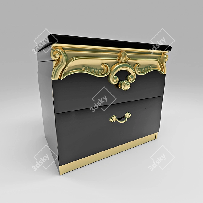 Elegant Barocco Bedside Table 3D model image 1