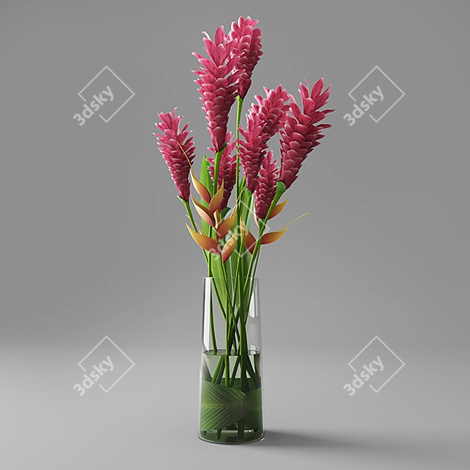 Elegant Red Ginger Bouquet 3D model image 1