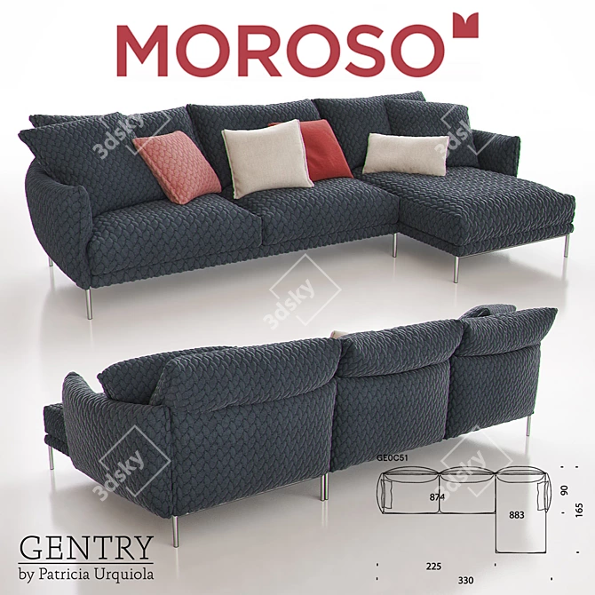 Vintage Inspired Moroso Gentry Sofa 3D model image 2