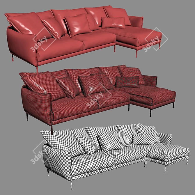 Vintage Inspired Moroso Gentry Sofa 3D model image 3