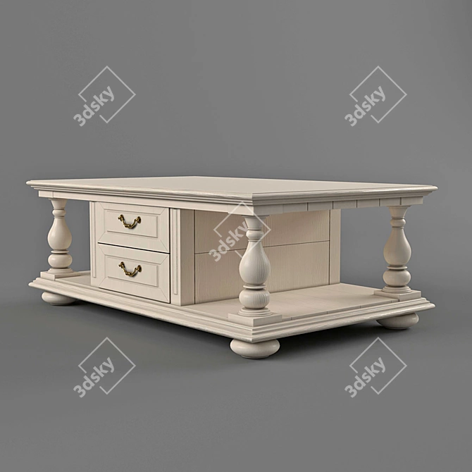 Classic White Coffee Table 3D model image 1