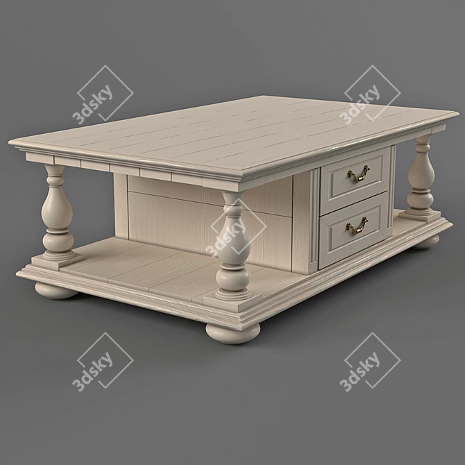 Classic White Coffee Table 3D model image 2