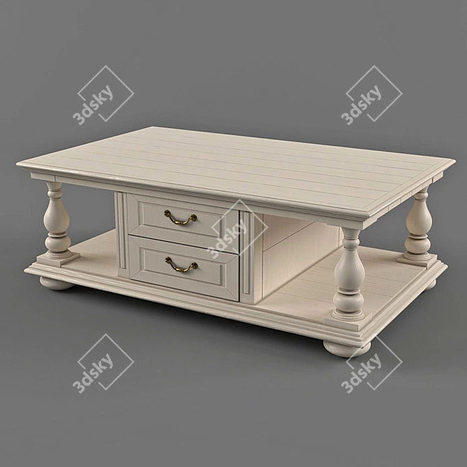 Classic White Coffee Table 3D model image 3