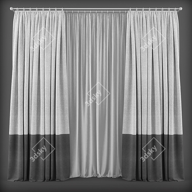 Contemporary Style Curtains 3D model image 1