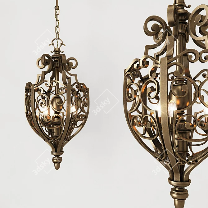 Chiaro Magdalina 3-Light Chandelier 3D model image 1