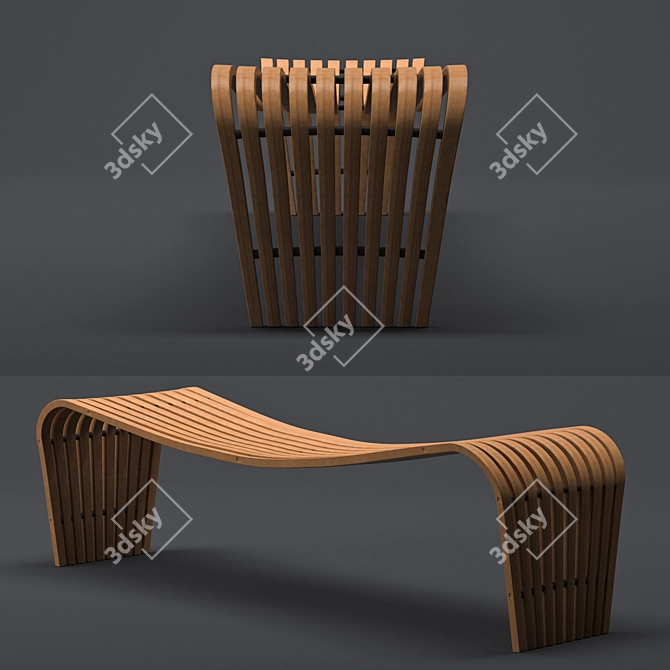 Australian Tribal Plywood Bench | Dusko Lapcevic 3D model image 1