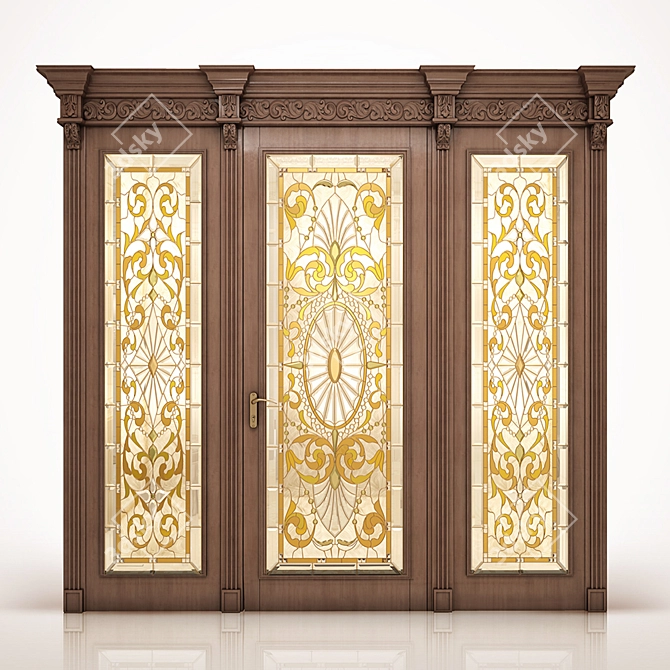 Classic Stained Glass Door 3D model image 1