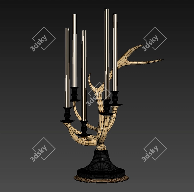 Rustic Elegance: Channing Staghorn & Silver Candelabra 3D model image 2